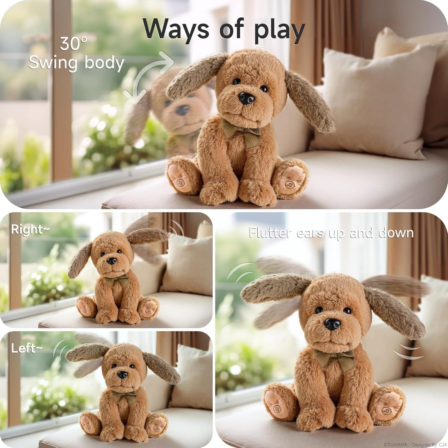OR OR TU Baby Animated Plush Dog, Interactive Singing Talking Puppy Dog Musical Stuffed Animal Toys, 10”