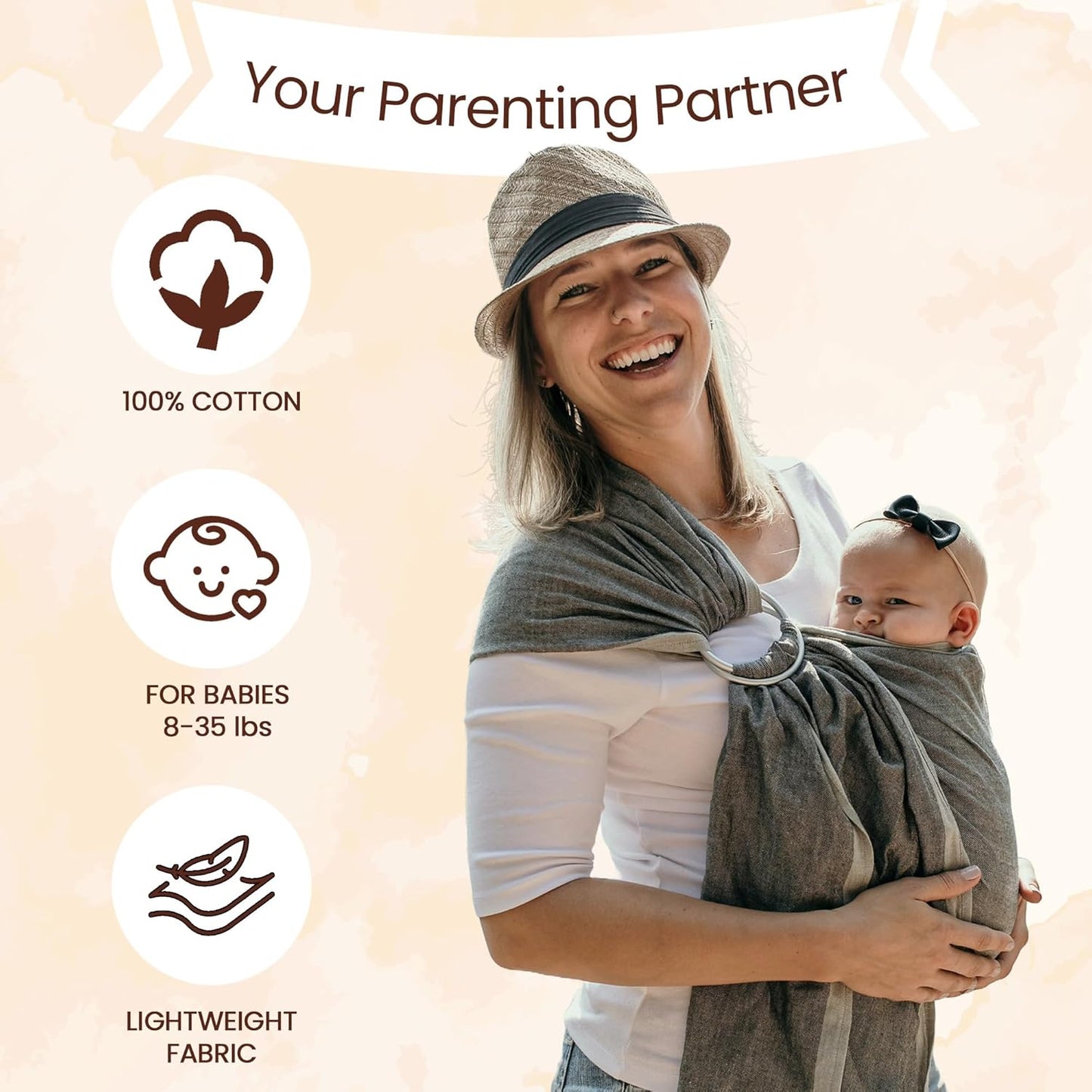 Hip Baby Wrap Ring Sling Baby Carrier for Infants and Toddlers - Beautiful, 100% Soft Cotton Baby Wraps Carrier for Babies 8-35 lbs - Perfect Baby Shower Gifts Moms and Dads - Nursing Cover (Ocean)