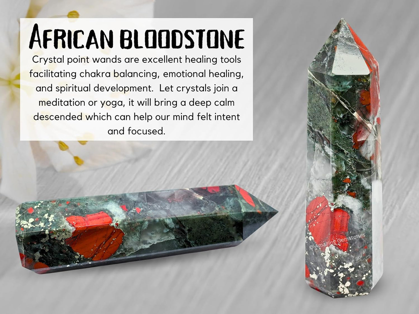 Amazing Gemstone Large African Bloodstone Crystal Towers ~ Natural Healing Crystal Point Obelisk for Reiki Healing and Crystal Grid (5.5" to 6" Inch)