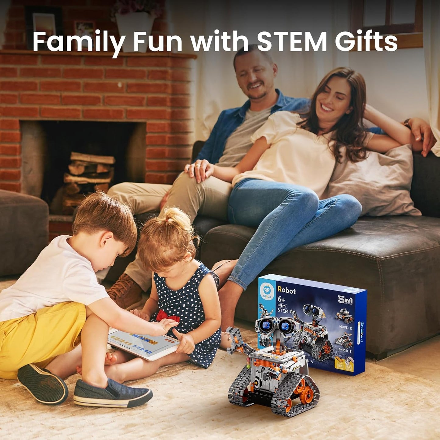 Sillbird Robot Building Kit with Remote Control STEM Gifts for Kids Boys Age 8-12, Coding Technic Robotics Toy for Birthday - Buildable 5in1 Models with 488 Pieces - Orange