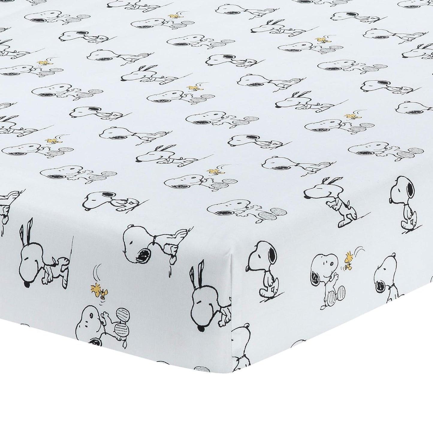 Lambs & Ivy Classic Snoopy White/Black/Gray 3-Piece Baby Crib Bedding Set