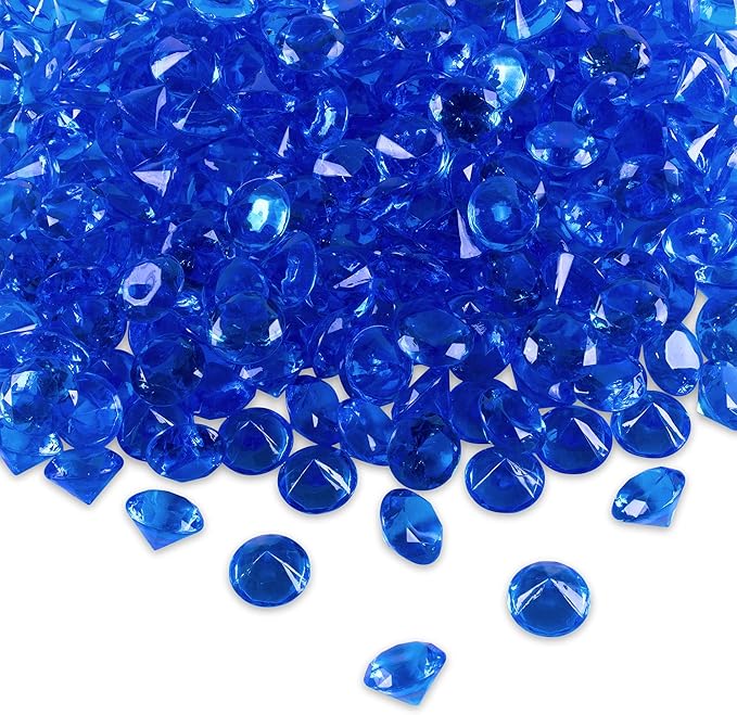 Super Z Outlet Acrylic Color Faux Round Diamond Crystals Treasure Gems for Table Scatters, Vase Fillers, Event, Wedding, Arts & Crafts (1 Pound, 240 Pieces) (Royal Blue)