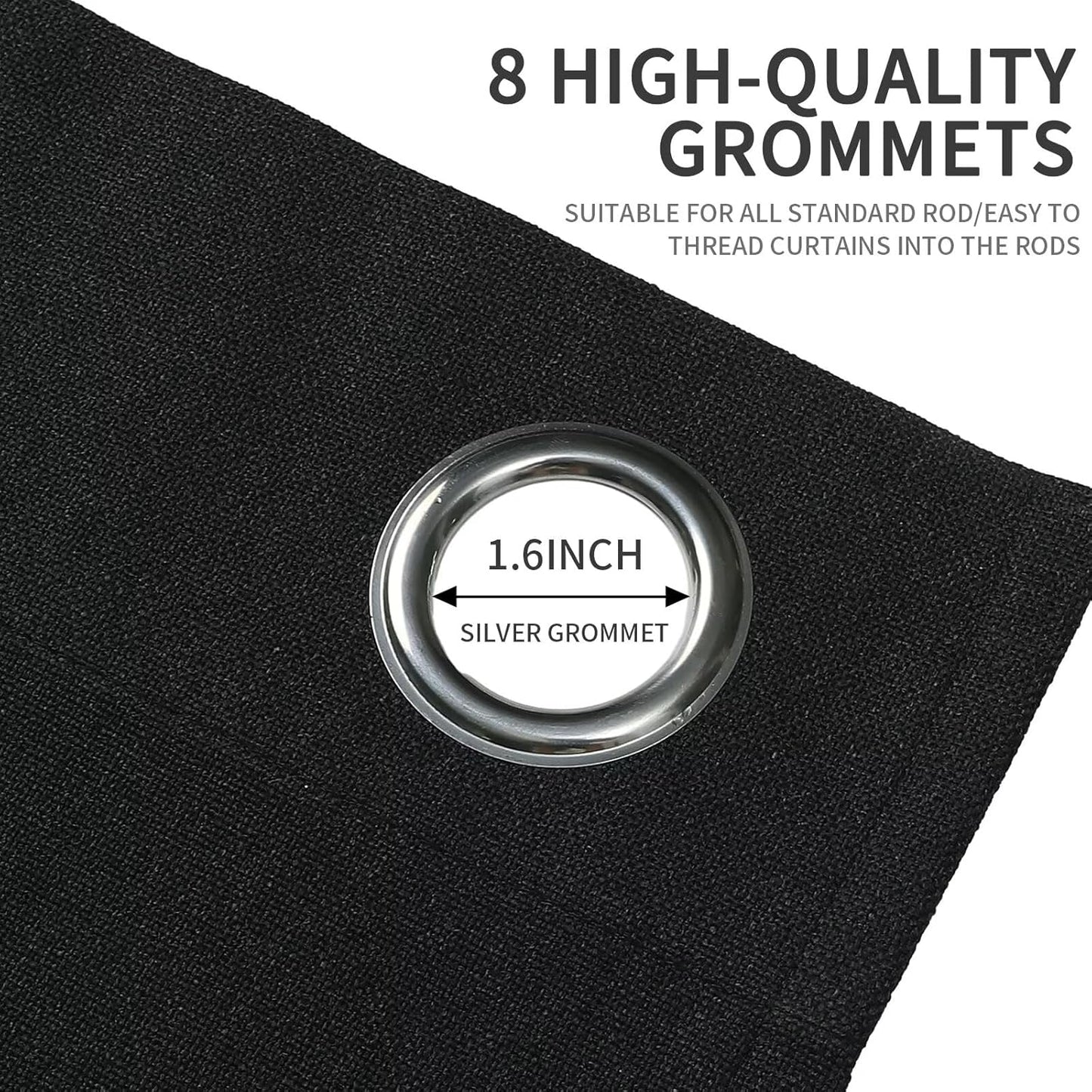 Joydeco Custom Black Textured Total Blackout Curtain for Bedroom and Living Room. Grommet Textured Thermal Insulated Room Darkening Curtain 1 Panel (Custom Size and Color)