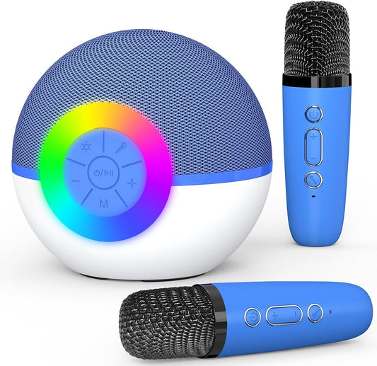 Mgaolo Mini Karaoke Machine for Kids Adults,Portable Bluetooth Speaker with 2 Wireless Microphones,Gift Toys with MP3 Player for Boys Girls 3-12 Year Old Birthday Family Home Party Present (Blue)