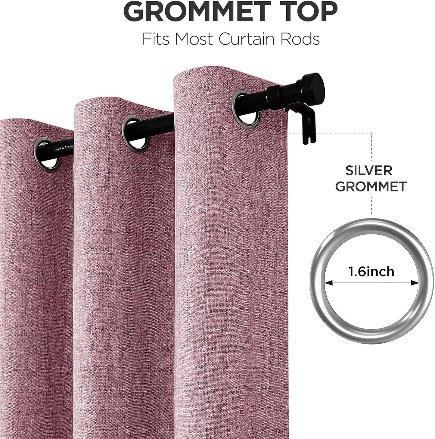Joydeco Blackout Curtains 108 Inches Long 2 Panels Burg, Room Darkening Curtains for Bedroom, 100% Black Out Textured Thermal Drapes Privacy Protection 2 Panels Set(W52 x L108 Inch, Pink)