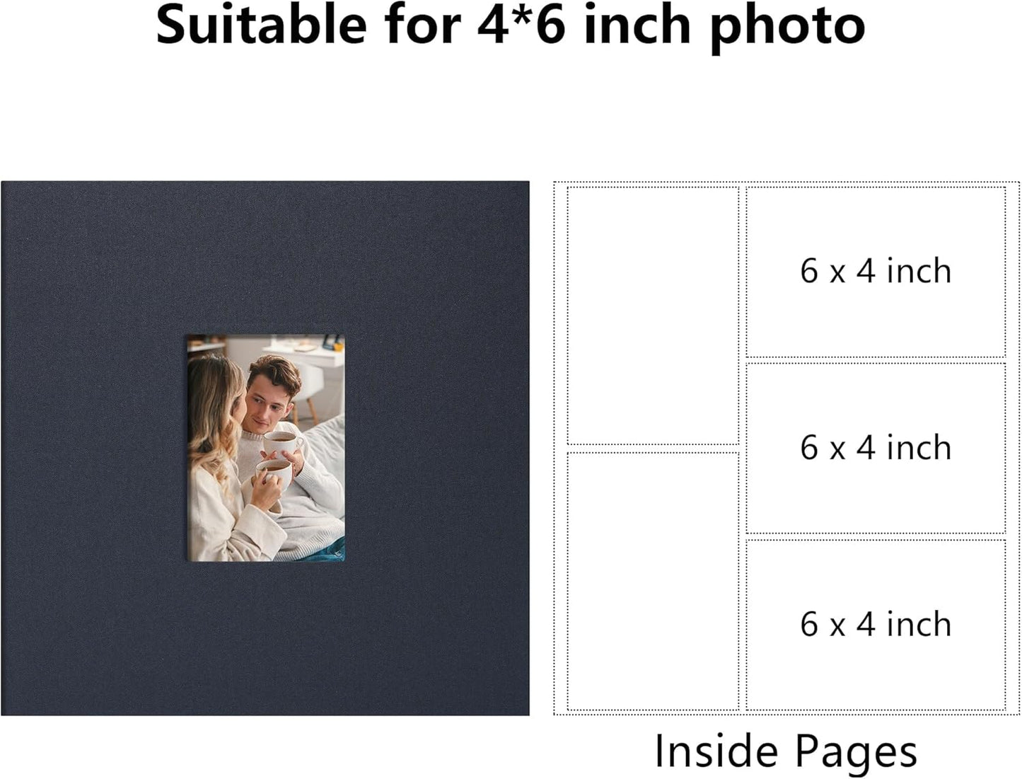 Photo Album 4x6 Pictrues 600 Pockets Linen Cover with Front Window Large Picture Book for Family Travel Wedding and Memory Keepsake Organizer Gray Blue