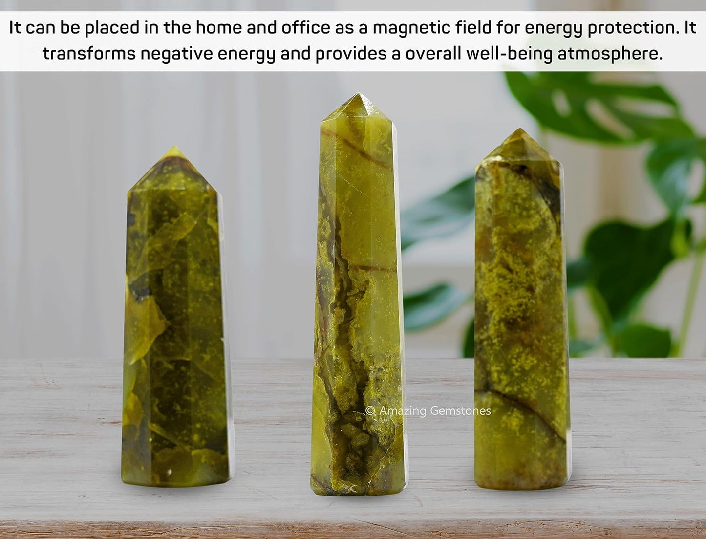 Amazing Gemstone Green Opal Crystal Towers - Natural Healing Crystal Point Obelisk for Reiki Healing and Crystal Grid (3 Inch)