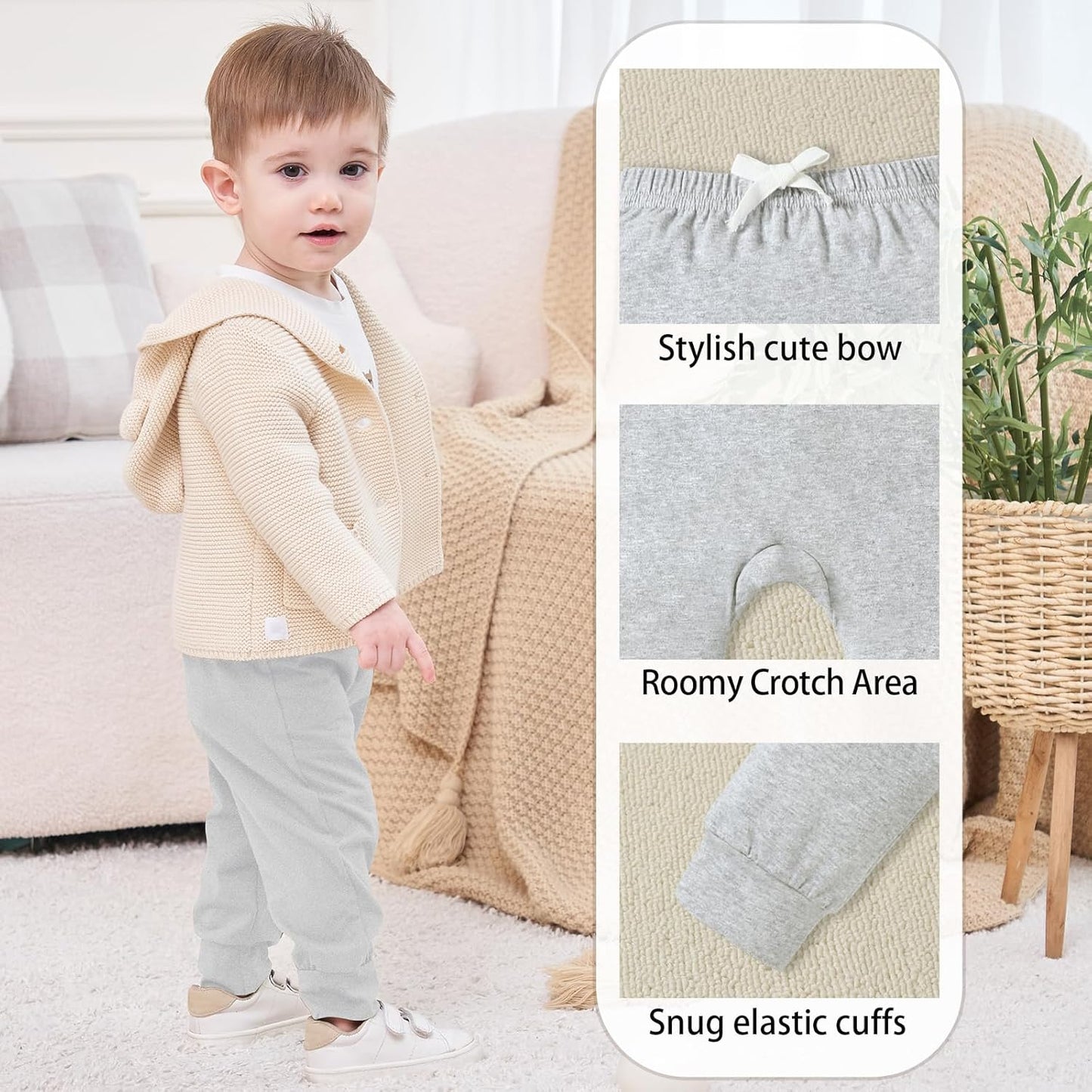 DREAM BUS Pack of 3 Toddler Jogger Pants with Pocket Toddler Boy Sweatpants Baby Boy Pants Infant Newborn Leggings