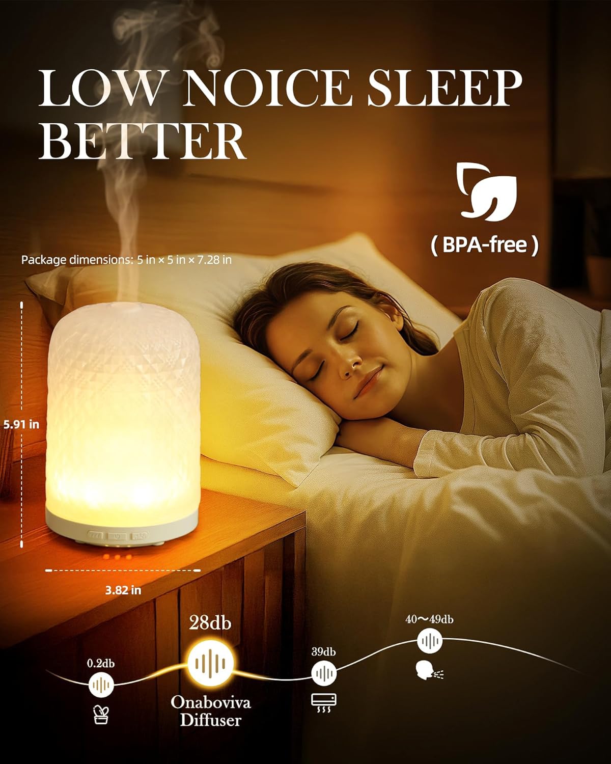Aromatherapy Diffuser – Ultrasonic Essential Oil Diffuser, Health Night Light, Timer & Auto Shut-Off, BPA-Free, 120ml Diffusers for Home, Office, or Spa
