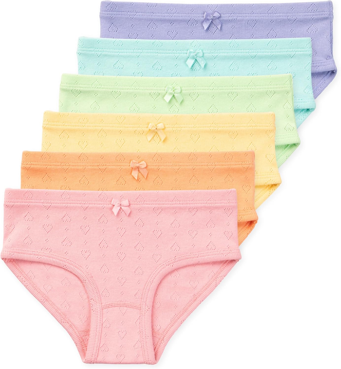 Lucky & Me Erica Girls Bikini 100% Organic Cotton Children's Underwear 6 Pack