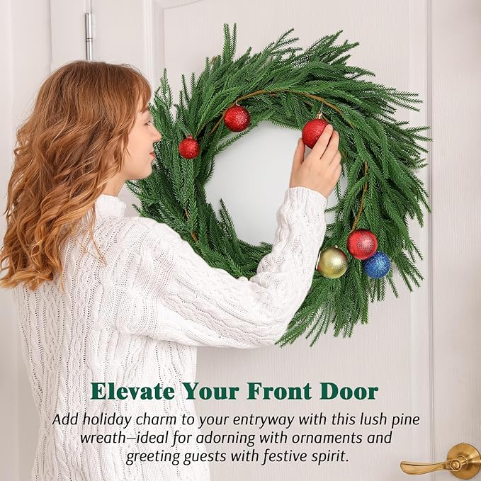 12FT（2 * 6FT）Norfolk Pine Garlands, Christmas Cedar Garland, Real Touch Faux Green Garlands, Winter Artificial Greenery Garland for Mantle, Stairs, Table, Fireplace, Indoor & Outdoor Xmas Decorations