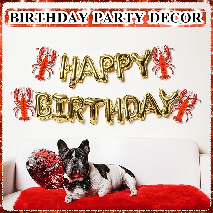 Jetec 6 Pcs Tissue Crab Lobster Honeycomb Centerpiece Hanging Crab Lobster Party Decorations Table Decor for Summer Sea Animal Beach Birthday Party Supplies(Lobster)