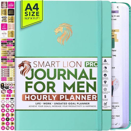 Journal for Men - Undated Daily, Weekly & Monthly Planner with Budget Section | A 12 Month Journey to Increase Productivity & Happiness | Life Organizer & Gratitude Journal - Vertical Format