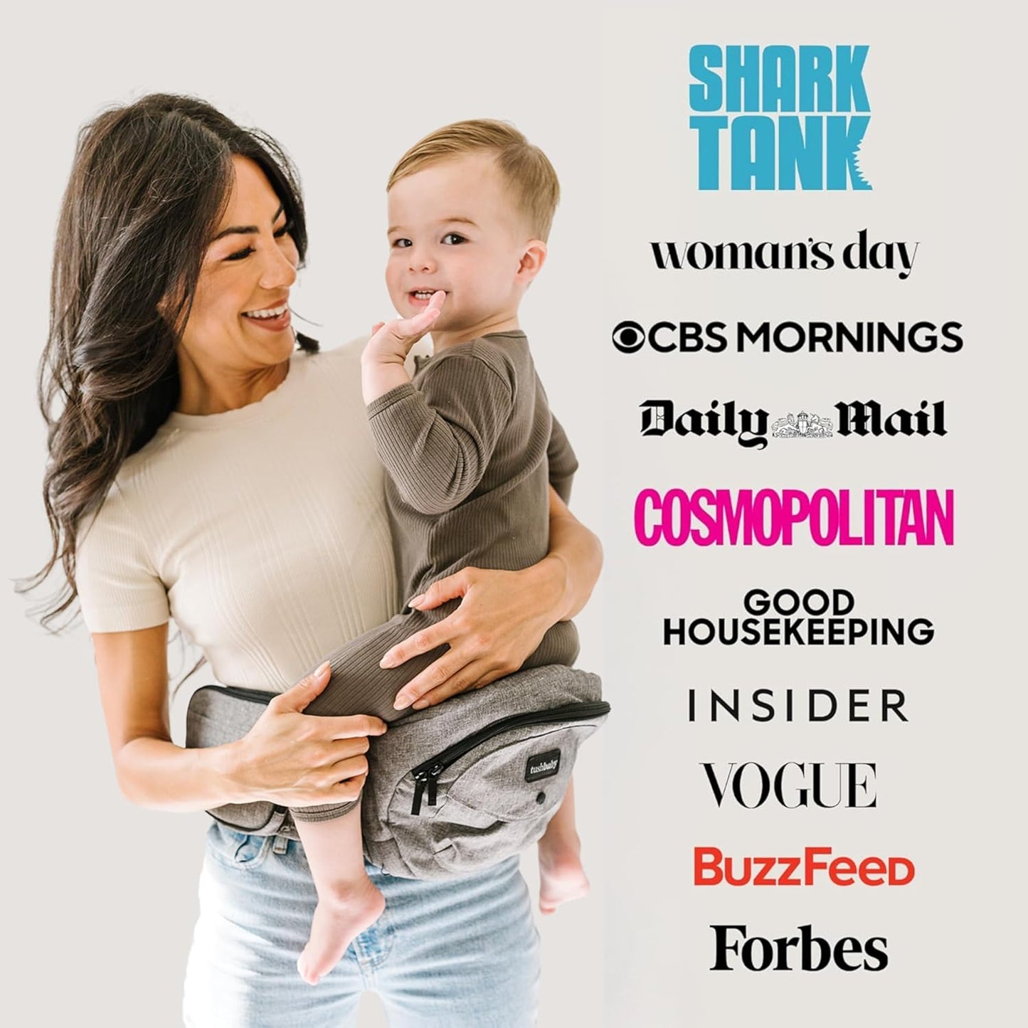 Tushbaby The Original Premium Quality Hip Seat Carrier – Safety-Certified Baby & Toddler Carrier with Secure Safety Buckles, No-Flimsy-Foam Design, Storage Pockets & Nursing Pillow. 0–3 yrs