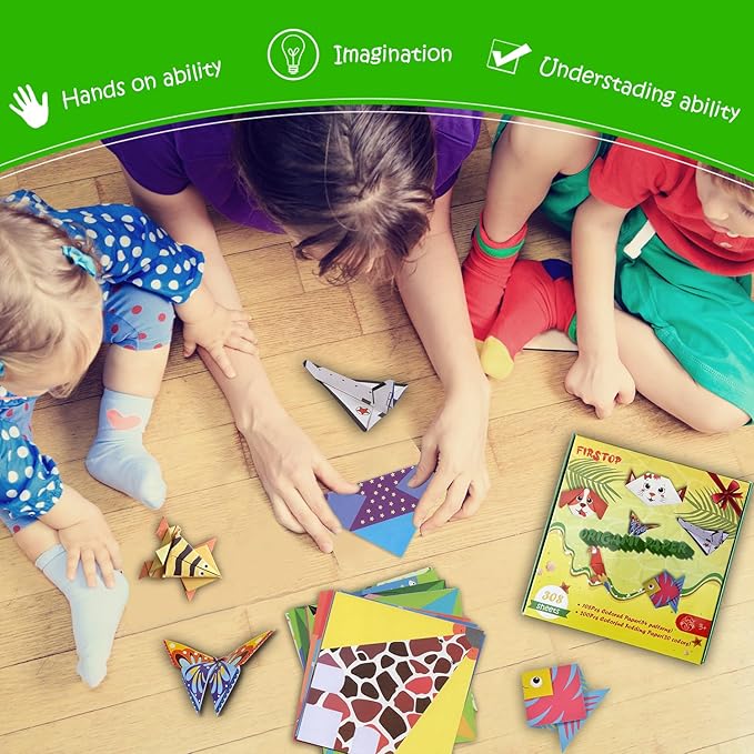 308 Sheets Origami Paper Kit, 5.5inch Craft Origami Set for Kids Ages 5-12, with 54 Patterns & Guiding Book for Beginners, Art Projects for Children Adult, Birthday Christmas Gifts for Boys&Girls