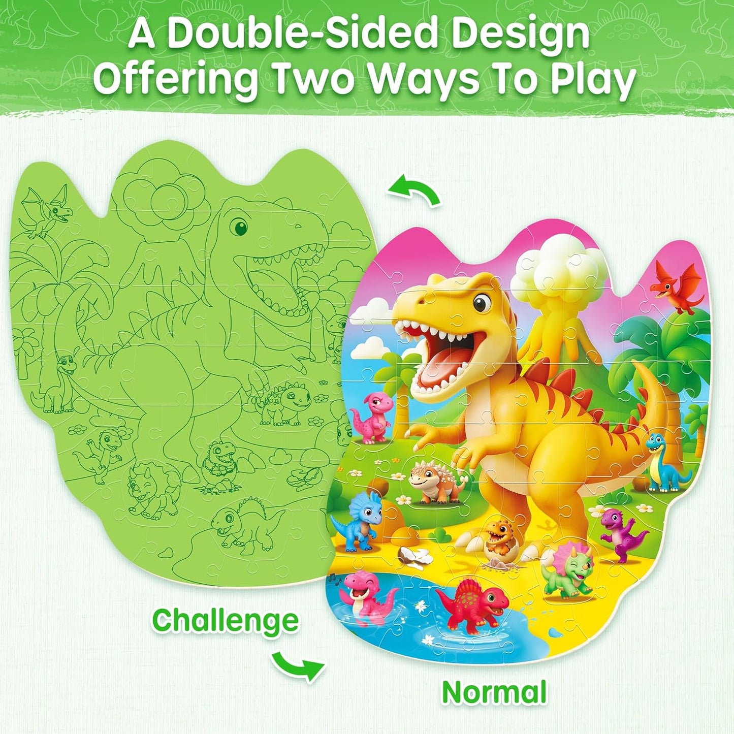 SYNARRY Dinosaur Floor Puzzles for Kids Ages 4-6, Large 45 Piece Floor Puzzles for Kids Ages 3-5, Dinosaur Puzzles for 4-8 Years Old, Dino Toys Gifts for 3 4 5 6 7 8 Years Old Boys Girls Child