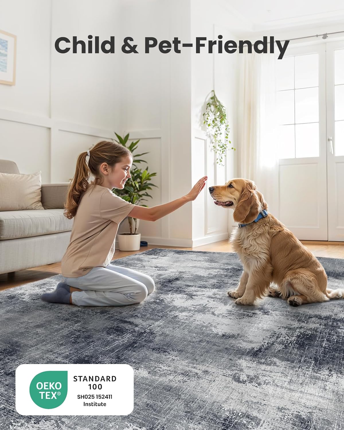 AMADA HOMEFURNISHING Washable Entry Rug,2x3 Modern Abstract Rug with Short Pile and Non-Slip Backing, Small Rug with Abstract Pattern for Entryway, Kitchen and Living Room, Grey