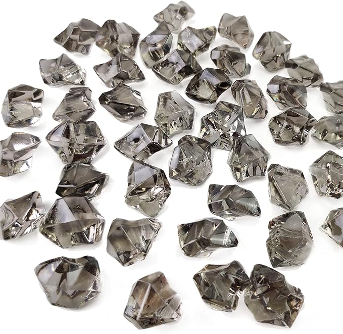 HappyFiller Halloween Decoration 160 Pack Gray Fake Crystal Ice Stone,Acrylic Rocks Gems,Grey Vase Fillers Diamond Cube,Table Scatters,Arts Craft,Wedding Centerpieces,Party Event Decor,Fishbowl