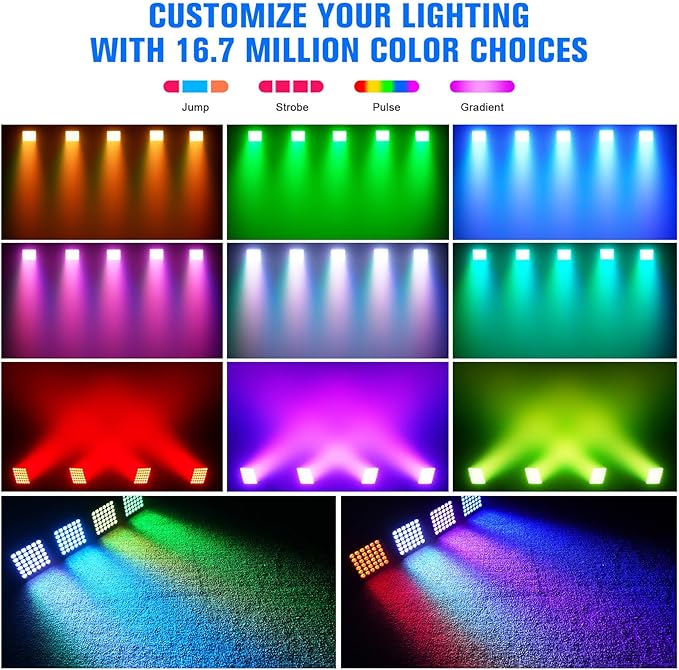 Rechargeable Par Can Lights, 72W RGB 5200mAh Uplights Battery Powered Stage Light, Wireless DJ Lights Sound Activated with Remote & DMX Control for Festivals, Weddings, Bars, Churches, DJ (12 Packs)