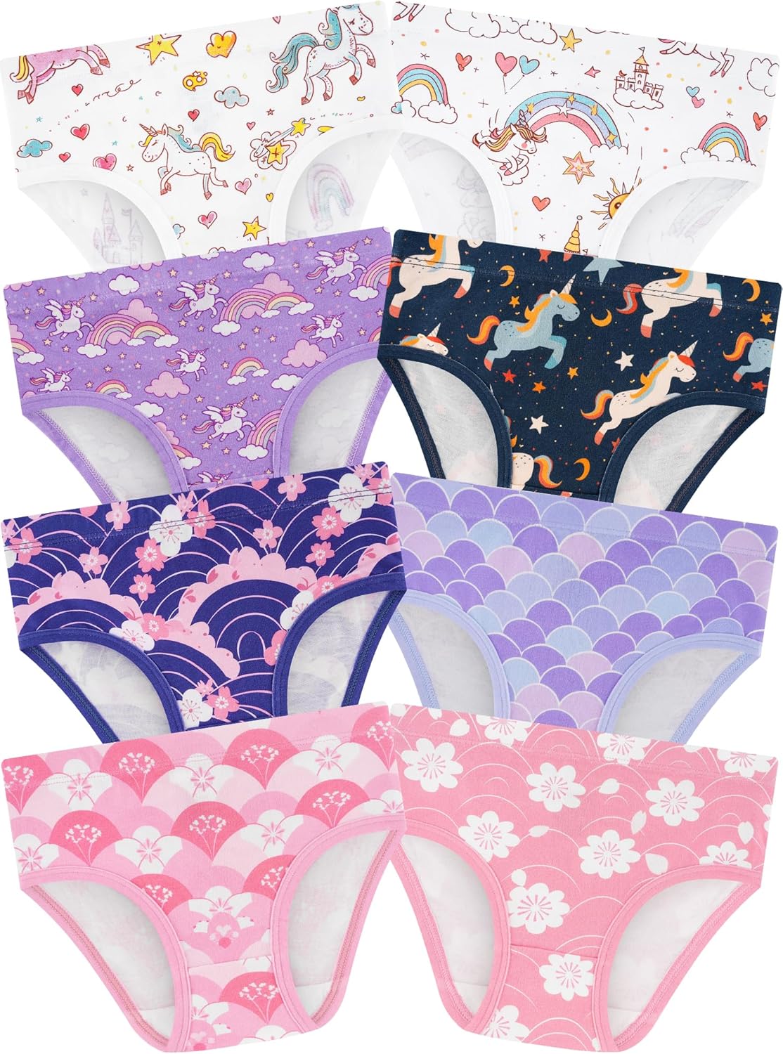 Girls' Underwear,Soft Cotton Tagless Panties for Toddlers' & Little Kids Comfort,Breathable Briefs,8-Pack