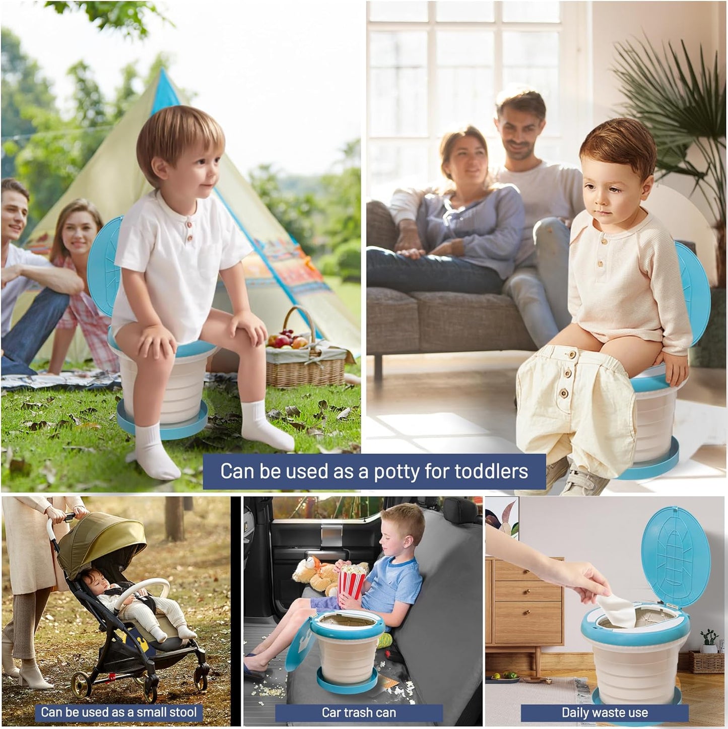 SunnySmile Travel Potty for Toddler, Portable and Foldable Toilet, Apply to Seat Emergency Toilet for Car, Camping, Outdoor, Indoor (green, large)