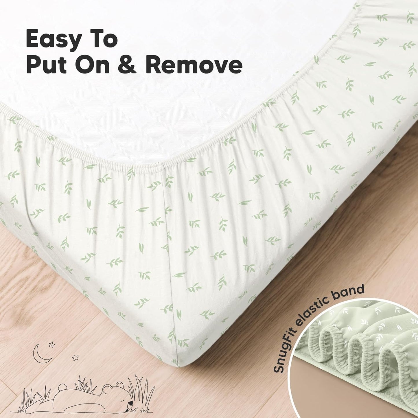 KeaBabies 2-Pack Organic Crib Sheets for Boys, Girls - 52x28 Fitted Crib Mattress Sheet Neutral, Breathable Jersey Cotton Cover for Baby Bed, Toddler Mattress, Soft & Cute Prints (Herb)