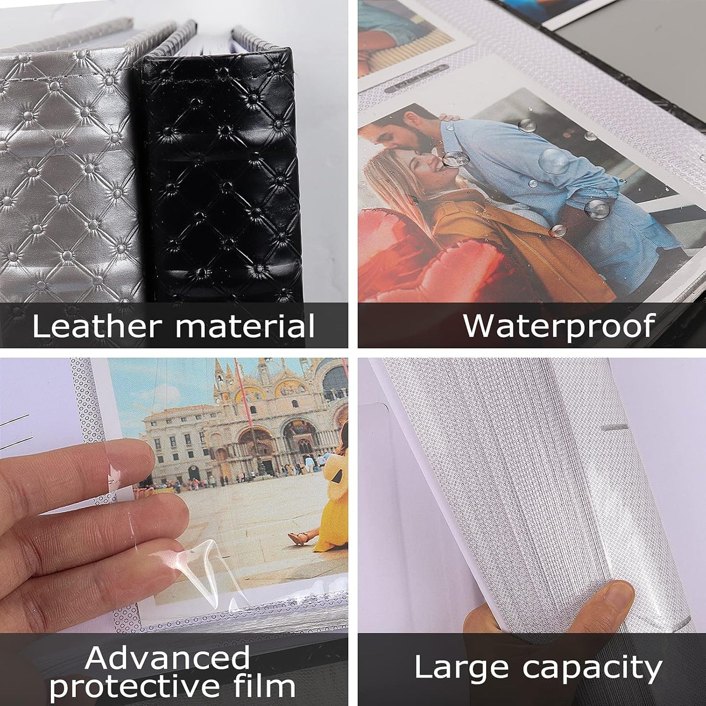 RECUTMS Photo Album 300 Pockets,4x6 Photo Book Paper Core Memo Page PU Leather Cover Picture Album Record Valentine's Day Christmas Holiday Commemorative Gift (Light Pink)