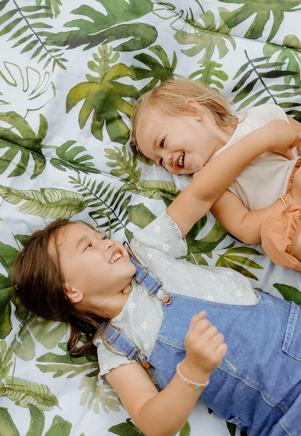 Little Unicorn 5'x10' XL Outdoor Family Picnic & Beach Blanket | Durable & Water-Resistant Fabric | Compact Fold & Easily Wipes Clean | Zipper Pocket (Tropical Leaf)