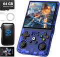 R36MAX Retro Handheld Game Console, 4.0 Inch 720x720 IPS Screen, Built-in 18,000+ Classic Game, Portable Hand Held Open Source Linux System, 4000mAh Battery Retro Gaming Console (Blue 64GB)