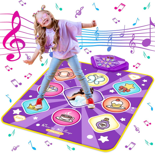 Dance Mat Toys for Kids, Purple Princess Electronic Dance Pad Game with 5 Gaming Modes, Dance Toys with LED Lights, Built-in Music, Ideas Christmas Birthday Gifts for 5+ Year Old Toddler Girls