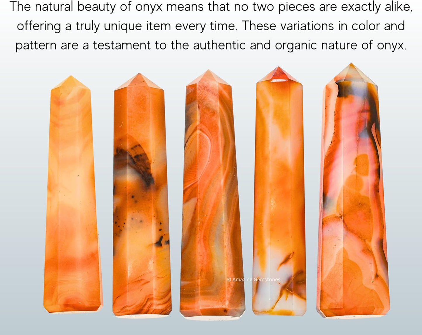 Amazing Gemstone Carnelian Onyx Crystal Towers - Natural Healing Crystal Point Obelisk for Reiki Healing and Crystal Grid (3 Inch)