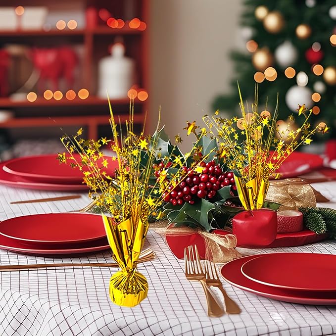 12 Pack Metallic Foil Spray Centerpiece Star Table Decoration Burst Table Centerpieces for Birthday Wedding Anniversary Graduation Holiday Party Supplies Decor, Gold