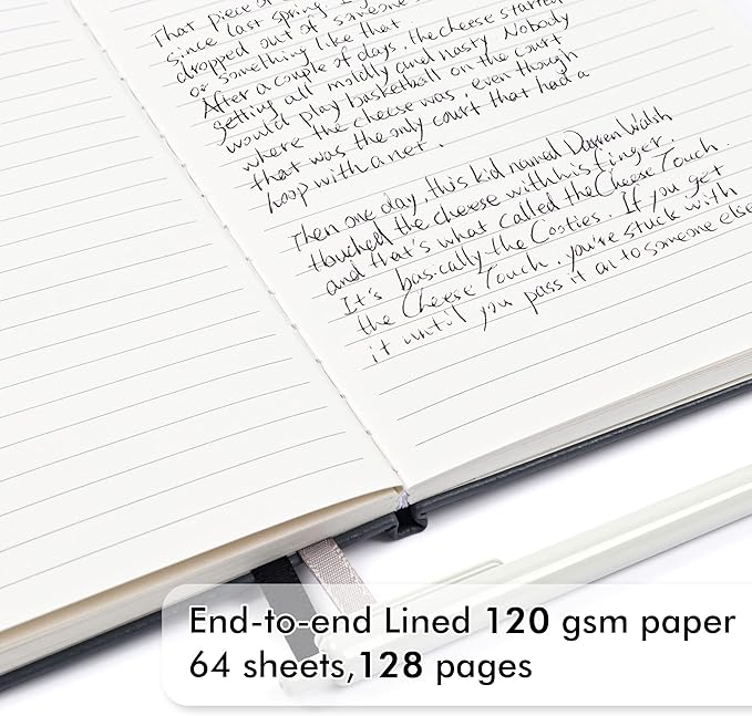 feela 5 Pack Journal Notebook Bulk for School, Hardcover Business Notebooks Classic Ruled Lined Journals with Pen Holder for Work Note Taking, with 5 Black Pens, 120 GSM, 5.1”x8.3”, A5, Gray