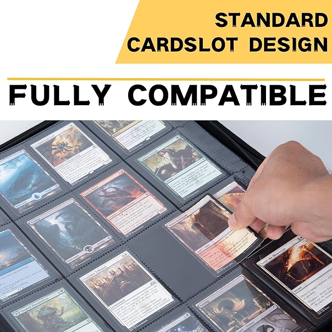 1000+ Pockets Trading Card Binder, 16-Pocket Card Ablum Compatible with MTG,Sports Cards & Other Standard Size Trading Cards (Black)