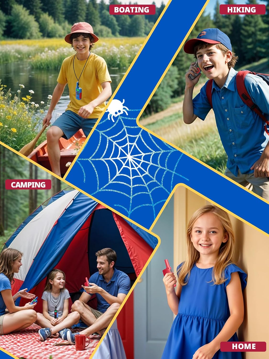 Walkie Talkies for Kids Rechargeable,Toys for Boys and Girls Ages 3-12, 3 Pack Long Range 2-Way Radios, Birthday Gifts,Christmas Stockings, Outdoor Play, Family Games, Hiking Camping Gear