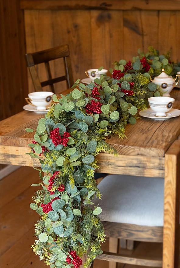 6.3FT Christmas 144 Branch Tips Cedar Garlands, Anna's Whimsy Artificial Pine Cypress Greenery Garland, Decorations Holiday Indoor Outdoor Christmas Decor Winter Garland