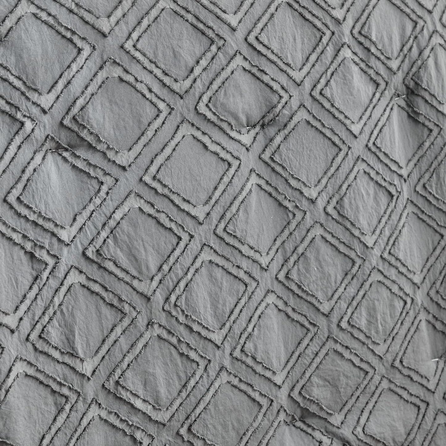 Mini Crib Bedding Set 3 Pieces Baby Boho Quilted Tufted Ruffles Comforter with Fitted Sheet and Ruffled Bed Skirt - Cute Shabby Baby Bedding Fits Mini Crib Only Gray