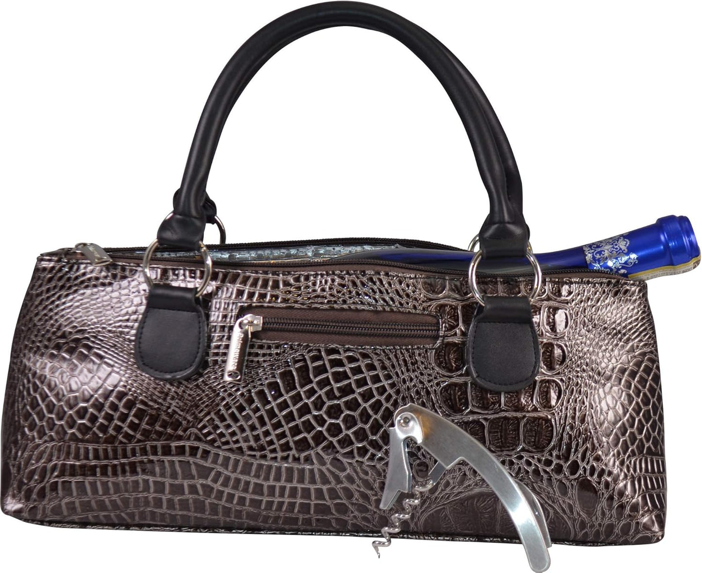 Wine Clutch Bag (Thermal Insulated) Trendy Women’s Carry Tote | Holds Red & White 750mL Bottles | Trendy Fashion | Incl. Portable Waiter-Style Corkscrew