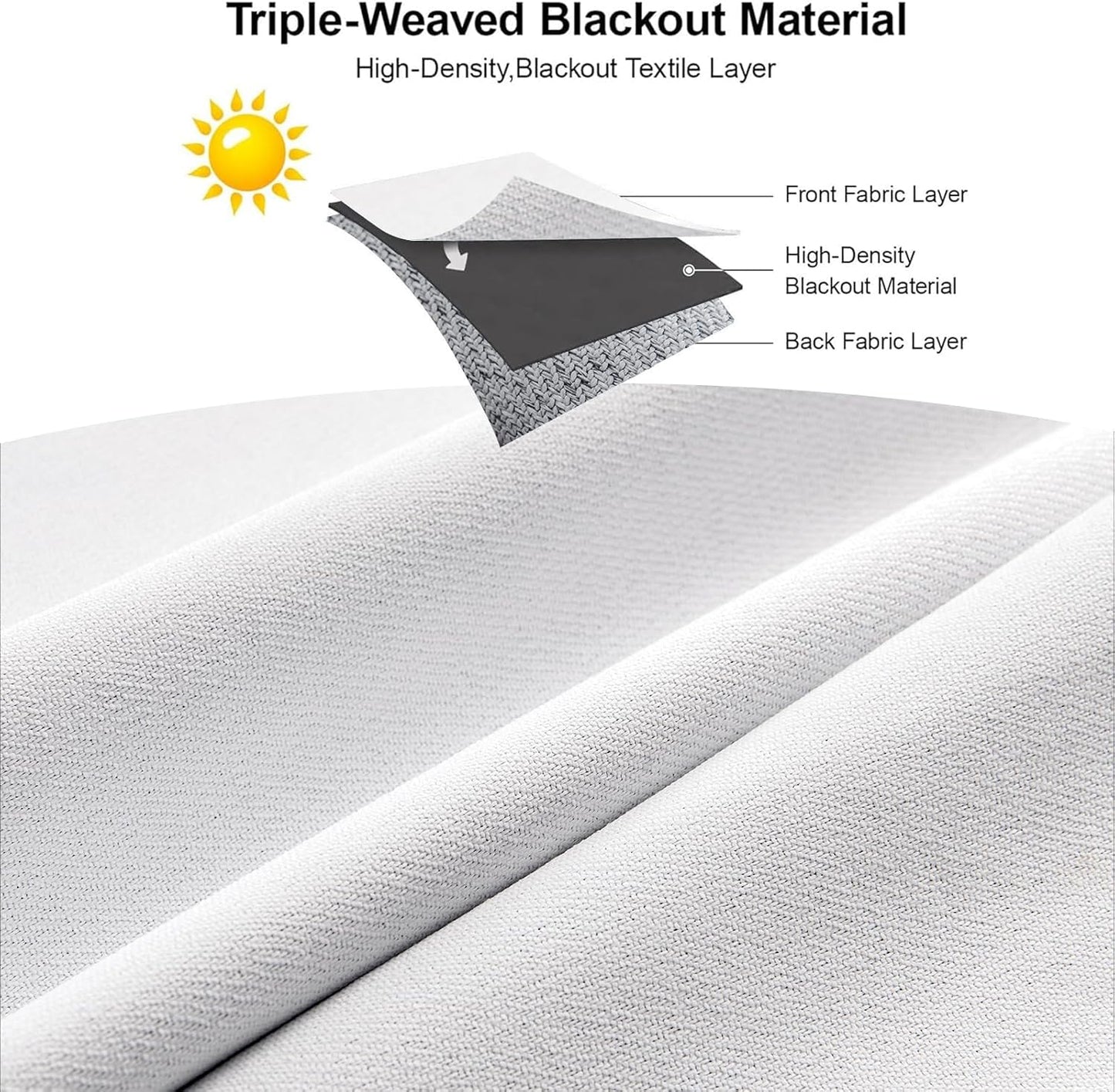 Joydeco Faux Linen Blackout Curtains for Bedroom,White Blackout Curtains 72 inches Long,100% Blackout Solid Thermal Insulated Window Drapes Luxury Decor for Living Room（W52xL72 Inch,White）