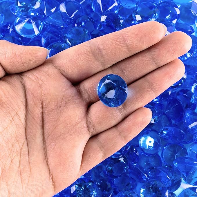 Super Z Outlet Acrylic Color Faux Round Diamond Crystals Treasure Gems for Table Scatters, Vase Fillers, Event, Wedding, Arts & Crafts (1 Pound, 240 Pieces) (Royal Blue)