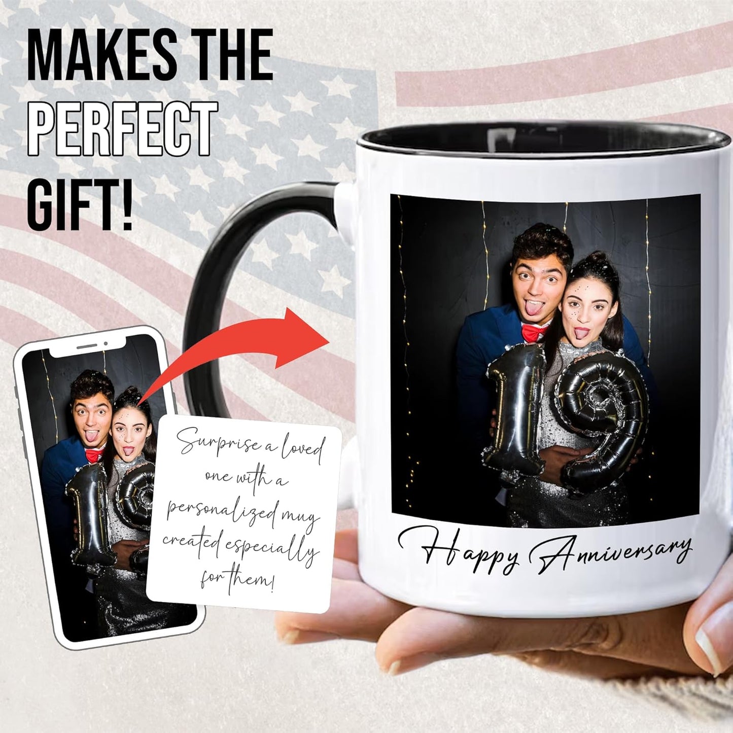 Custom Mug Upload Your Picture Personalized Coffee Mug with Photo Text Name Customized Cup Unique Ideas Gifts for Men Women Mom Dad Girlfriend Boyfriend Friend Family (Black, 11oz)