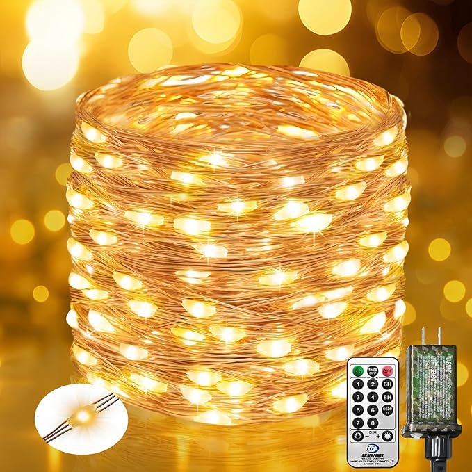 btfarm Fairy Lights Plug in with Remote, 330FT 1000 LED Outdoor Twinkle Lights Waterproof with Timer, 8 Modes Indoor String Lights for Bedroom Patio Garden Wedding Christmas Decoration, Warm White