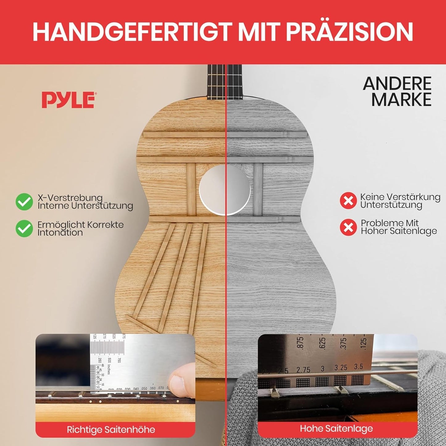 Pyle Beginner 6 String Acoustic Guitar Kit, 1/4 Junior Size Classical Instrument for Students, 30", Right, 1 Natural, Gloss, (PGACLS30)