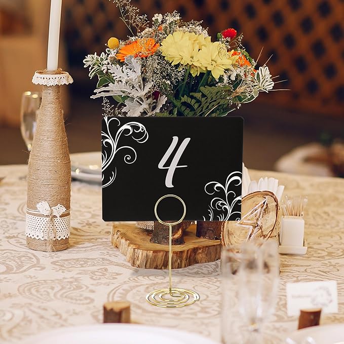 TecUnite 12 Pcs Mini Chalkboard Signs, 4"x3" Small Chalkboard Label with Metal Stand 2 Water Based Chalk for Food Buffet Tabletop Blackboard Sign for Party Bakery(Gold,3.4 x 1.6 in)