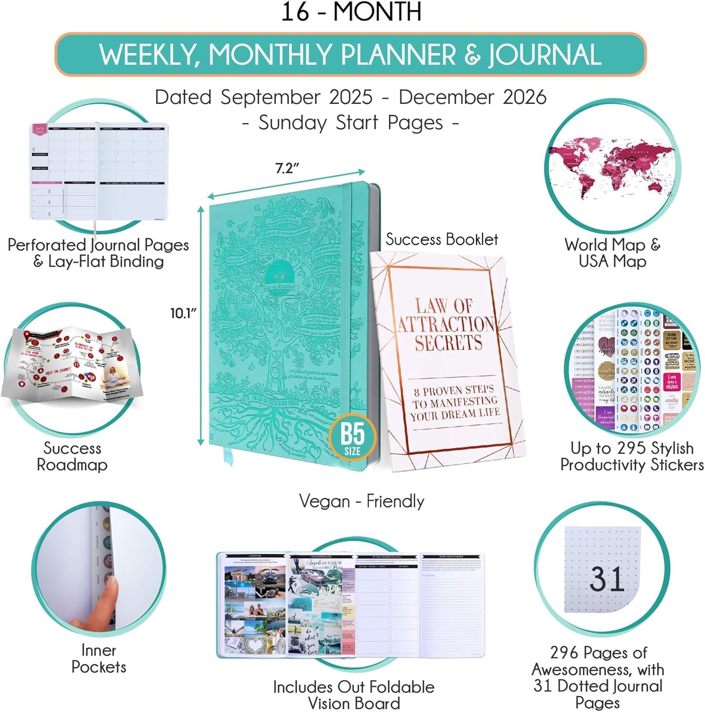 2025-2026 Planner Weekly and Monthly | 16-Month Life Planner to Increase Focus & Productivity | Reduce Overwhelm & Achieve Your Biggest Goals | Include Gift Box & Stickers | Sep 2025-Dec 2026
