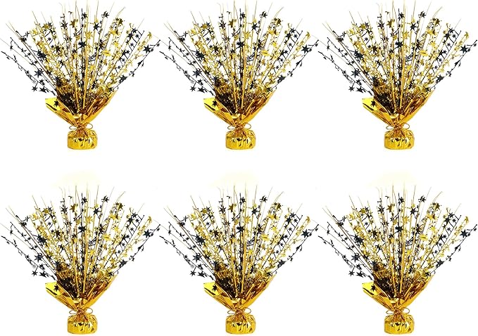 6 Pack Star Table Centerpieces for Party, Birthday Table Decorations for Kids Adults, Party Centerpieces for Tables for Wedding Baby Shower Graduation Holiday Event (Black Gold)