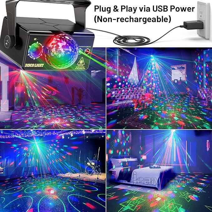 Party Lights, DJ Disco Light Disco Ball Light Sound Activated Strobe Stage Lights for Parties Birthday Christmas Gift Wedding Karaoke KTV Bar Club Pub Dance Home Room Halloween Decorations