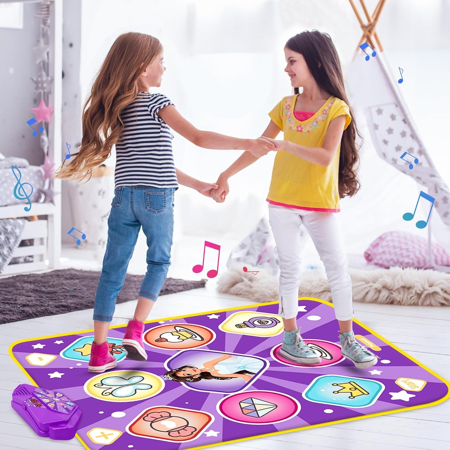 Dance Mat Toys for Kids, Purple Princess Electronic Dance Pad Game with 5 Gaming Modes, Dance Toys with LED Lights, Built-in Music, Ideas Christmas Birthday Gifts for 5+ Year Old Toddler Girls