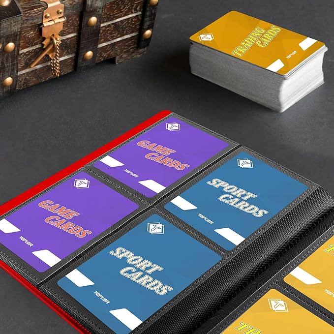 4 Pocket Card Binder for 160 Sleeves - Album for Trading, Sports, Baseball & Game Cards - Mini TCG Binder for MTG - Gift for Card Collector (Red)