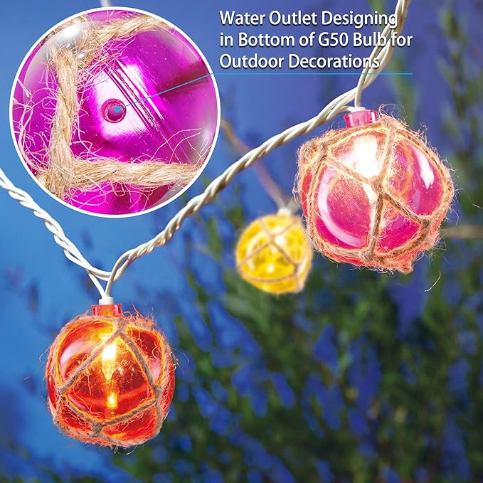 Nautical Fishing Float String Lights, Beach Themed Buoy Lights Set of 10 Multicolor String Lights for Indoor Home Decor and Outdoor Patio Decorations